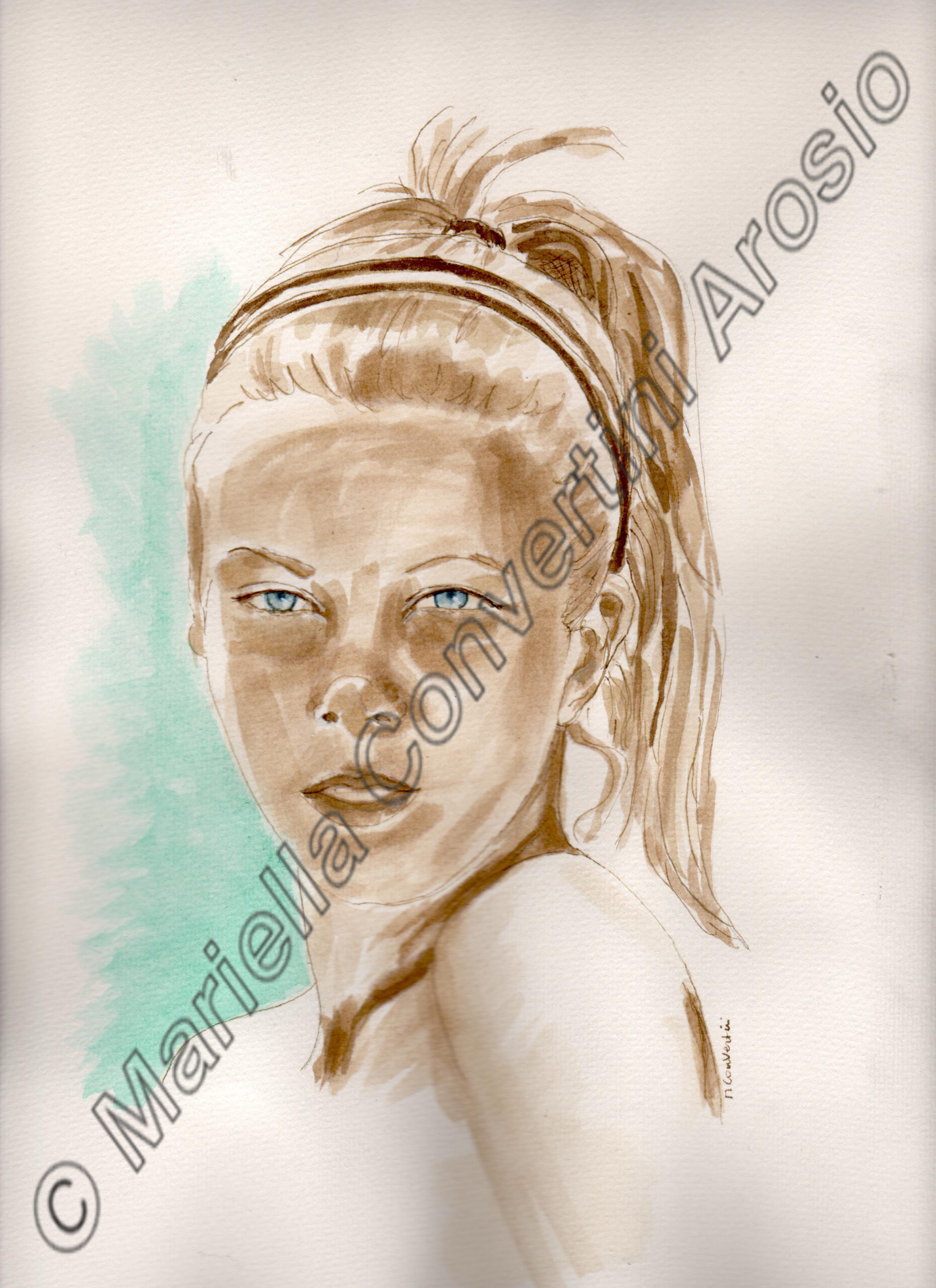 Martina, 38 x 28 cm, china acquerellata