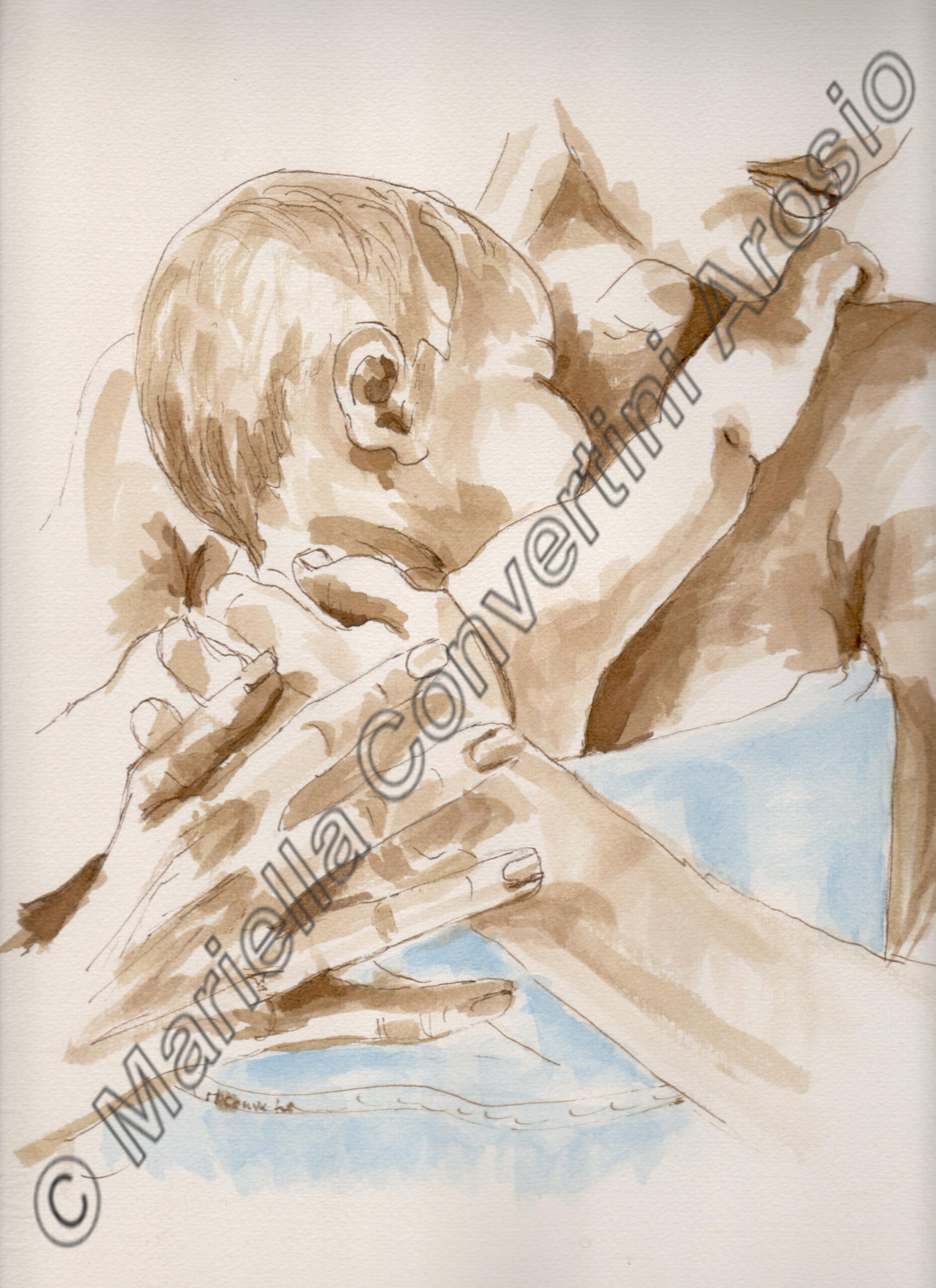 Mater 2, 38 x 28 cm, china acquerellata