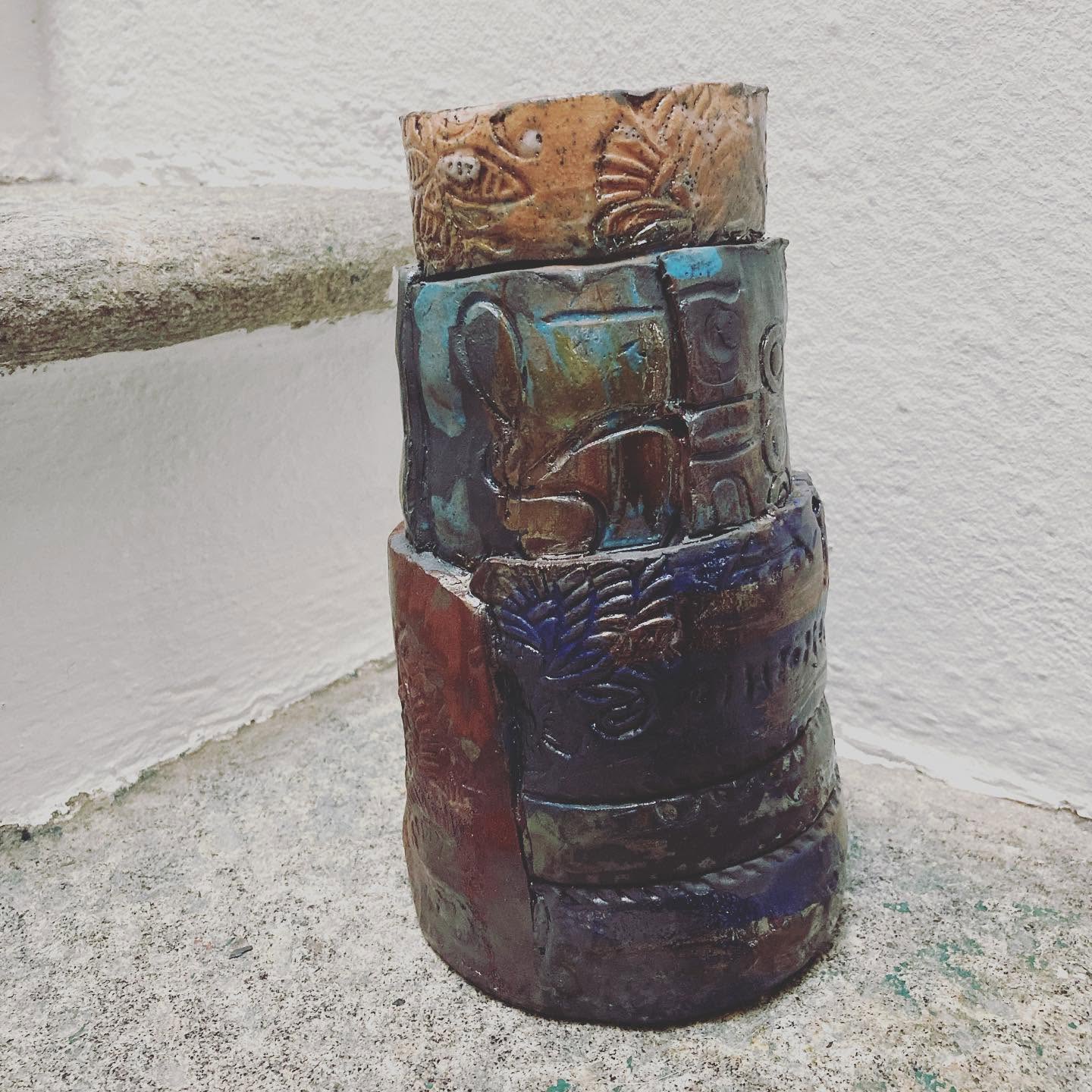 Vaso Babele, tecnica Raku